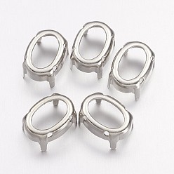 Platinum Oval Brass Sew on Prong Settings, Claw Settings for Pointed Back Rhinestone, Open Back Settings, Platinum, 25x18x0.4mm, Fit for 18x25mm cabochons