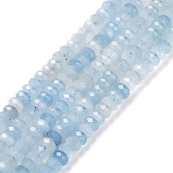 Aigue-marine Aigue-marine naturelle brins de perles, facette, rondelle, 4x2mm, Trou: 0.7mm, Environ 157 pcs/chapelet, 15.55 pouce (39.5 cm)