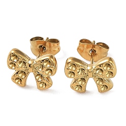 Real 18K Gold Plated Ion Plating(IP) 304 Stainless Steel Stud Earrings Findings, Rhinestone Settings, Bowknot, Real 18K Gold Plated, 8.5x11mm, Pin: 0.7mm, Fit for 1.2mm Rhinestone
