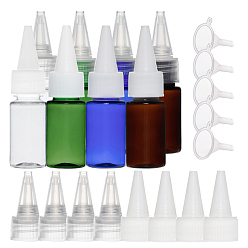 Mixed Color Plastic Glue Bottles Sets, with Transparent Plastic Funnel Hopper, Mixed Color, 7.9cm, Capacity: 10ml, 16pcs/set