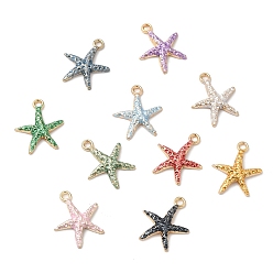 Couleur Mélangete Pendentifs en émail en alliage écologique, charme étoile de mer, couleur mixte, 16x14x2.5mm, Trou: 1.5mm