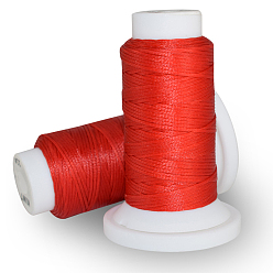 Rouge Cordon plat de polyester ciré, pour la couture de cuir, rouge, 0.8mm, environ 54.68 yards (50m)/rouleau