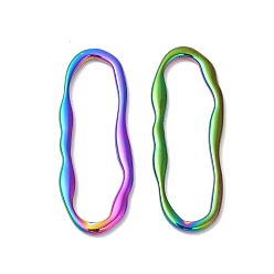Rainbow Color Ion Plating(IP) 304 Stainless Steel Linking Rings, Irregular Oval, Rainbow Color, 35x13x2mm, Inner Diameter: 30.5x7.5mm