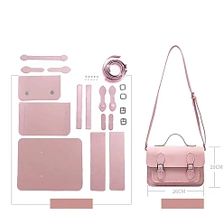 Pink Juegos de fabricación de bolsos de cuero de imitación de pu diy, kit de bolsos de hombro para tejer a crochet para principiantes, rosa, 26x19x10 cm