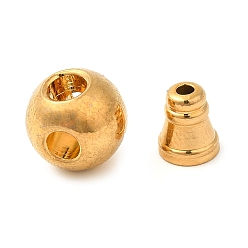 Golden Rack Plating Brass 3 Hole Guru Beads, T-Drilled Beads, Teardrop, Long-Lasting Plated, Golden, 10x8mm, Hole: 3.5mm