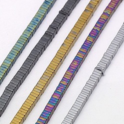 Mixed Color Electroplate Non-magnetic Synthetic Hematite Heishi Beads Strands, Thin Slice Flat Square Beads, Frosted, Grade A, Mixed Color, 4x4x1mm, Hole: 1mm, about 400pcs/strand, 16 inch