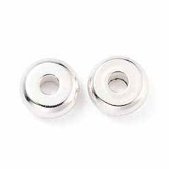 Plata 304 de acero inoxidable perlas espaciadoras, plano y redondo, plata, 5x2 mm, agujero: 1.5 mm