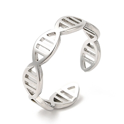 Stainless Steel Color 201 Stainless Steel Ring, Open Cuff Ring, DNA Molecule Double Helix Structure Ring for Men Women, Stainless Steel Color, US Size 6 1/4(16.7mm)