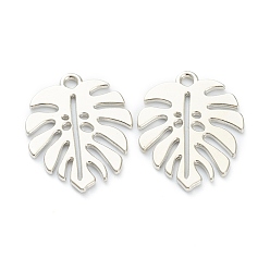 WhiteSmoke Baking Painted Alloy Pendants, Tropical Leaf Charms, for DIY Accessories, Lead Free & Cadmium Free, Monstera Leaf, WhiteSmoke, 21x17x1mm, Hole: 1.6mm