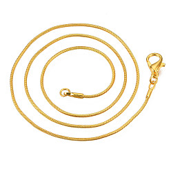 Oro Collares de cadena de serpiente redonda de latón, dorado, 15.7 pulgada
