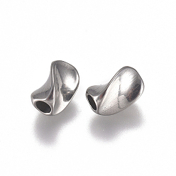 Stainless Steel Color 304 Stainless Steel Beads, Twist, Stainless Steel Color, 7x4.5mm, Hole: 2mm