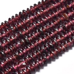 Garnet Natural Garnet Beads Strands, Faceted, Bicone, 3x1.5mm, Hole: 0.6mm, about 260pcs/Strand, 15.35 inch(39cm)