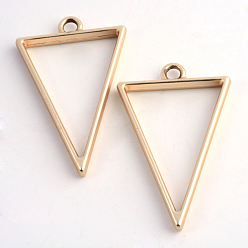 Matte Gold Color Rack Plating Alloy Triangle Open Back Bezel Pendants, For DIY UV Resin, Epoxy Resin, Pressed Flower Jewelry, Hollow, Cadmium Free & Nickel Free & Lead Free, Matte Gold Color, 39x25x3.5mm, Hole: 3mm