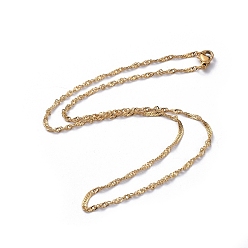 Oro 304 de acero inoxidable singapur collares de cadena, collares de cadena de ondas de agua, con cierre de langosta, dorado, 15.94 pulgada (40.5 cm)