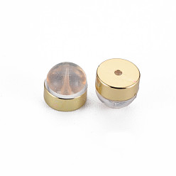 Oro Tuercas de silicona, pendiente trasero, con fornituras de latón, semicírculo, sin cadmio y níque y plomo, dorado, 6x5~5.5x5~5.5 mm, agujero: 0.8 mm