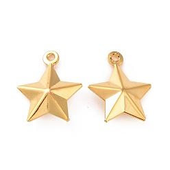 Golden 304 Stainless Steel Pendants, Star Charms, Golden, 14.3x11.8x4.6mm, Hole: 1mm