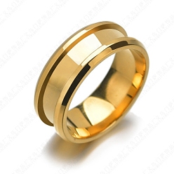 Золотой 201 Нержавеющая сталь рифленая кольцевая рифленая, кольцевой сердечник, для изготовления инкрустации, золотые, Размер 9, 8 мм, внутренний диаметр: 19 мм