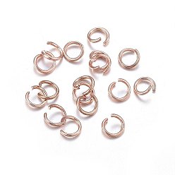 Rose Gold 304 Stainless Steel Jump Rings, Open Jump Rings, Rose Gold, 21 Gauge, 5x0.7mm