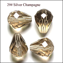 Bois Solide Imitations de perles de cristal autrichien, grade de aaa, facette, goutte , burlywood, 8x10mm, Trou: 0.9~1mm
