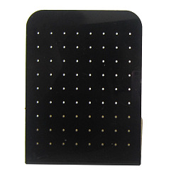 Noir Présentoirs de boucles d'oreilles en acrylique opaque, présentoir à bijoux, en forme de L, rectangle, noir, 8x5.5x10.5 cm