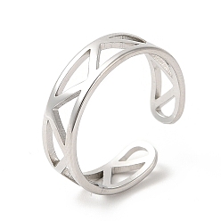 Color de Acero Inoxidable 201 anillo de acero inoxidable, anillo de puño abierto, anillo de triángulo hueco para hombres mujeres, color acero inoxidable, tamaño de EE. UU. 6 1/2 (16.9 mm)