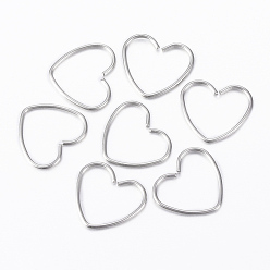 Stainless Steel Color 304 Stainless Steel Keychain Clasp Findings, Heart, Stainless Steel Color, 11.5x13x0.8mm