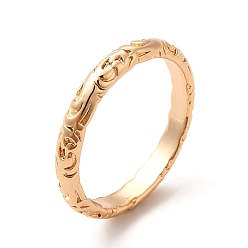 Oro 304 anillo de acero inoxidable, anillo de dedo con textura floral, dorado, 3 mm, diámetro interior: 17 mm