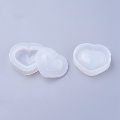 White Shaker Mold, DIY Quicksand Jewelry Silicone Molds, Resin Casting Molds, For UV Resin, Epoxy Resin Jewelry Making, Heart, White, 55x65mm, 2pcs/set