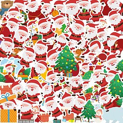 Santa Claus Christmas PVC Plastic Sticker Labels, Waterproof Decals for Suitcase, Skateboard, Refrigerator, Helmet, Mobile Phone Shell, Santa Claus Pattern, 30~60mm, 50pcs/set