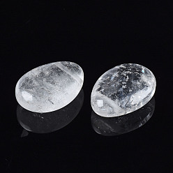 Quartz Crystal Natural Quartz Crystal Pendants, Rock Crystal Pendants, Teardrop, 25x18x8~9mm, Hole: 1.6mm