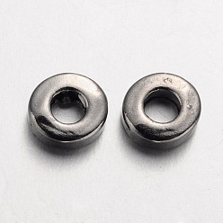 Gunmetal Tibetan Style Alloy Beads, Cadmium Free & Nickel Free & Lead Free, Donut, Gunmetal, 6x2mm, Hole: 2.5mm