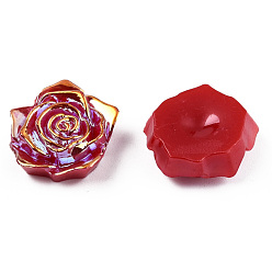 Темно-Красный Кабошоны из непрозрачного абс-пластика, с покрытием AB цвета, роза, темно-красный, 18x17x6.5 мм