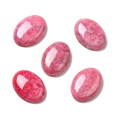 Deep Pink Natural Calcite Cabochons, Dyed, Oval, Deep Pink, 30x22x7.5mm