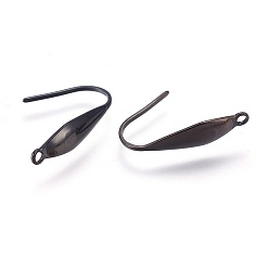 Electrophoresis Black 304 boucle d'oreille en acier inoxydable crochets, avec boucle verticale, électrophorèse noir, 20x4.5mm, Trou: 1.4mm, Jauge 18, pin: 1 mm