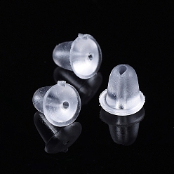 Прозрачный Пластиковые гайки для ушей, мягкие прозрачные серьги спинки, предохранительная пуля, пробка сцепления, прозрачные, 4x4 мм, отверстие : 1 мм