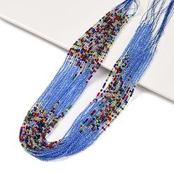 Bleu Royal Brins de perles de verre de couleur dégradé transparent, perles multicolores segmentées, ronde à facettes, bleu royal, 2mm, Trou: 0.5mm, Environ 184~187 pcs/chapelet, 14.37'' (36.5 cm)