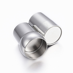 Stainless Steel Color Smooth 304 Stainless Steel Tube Magnetic Clasps with Glue-in Ends, Stainless Steel Color, 15x8.5mm, Hole: 5mm
