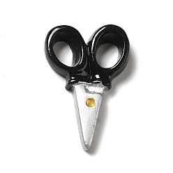 Tool Pendentifs en résine opaque, avec boucles en fer couleur platine, charmes d'appareils électriques, noir, motif de ciseaux, 31.5x21x5.5mm, Trou: 7.5~8x5~5.5mm