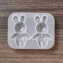 Rabbit Keychain Charms Silicone Molds, Resin Casting Molds, for UV Resin, Epoxy Resin Jewelry Making, Rabbit Pattern, 67x87x13mm, Inner Diameter: 37x59mm