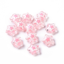 Pink Бусины лэмпворк , звезда, розовые, 11~12.5x11~12.5x5.5~6 мм, отверстие : 1 мм