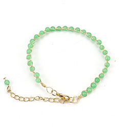 Aventurine Verte Bracelet perlé d’aventurine verte naturelle réglable avec fermoir à pince de homard, bijoux enveloppés de fil de laiton pour femmes, 7-7/8~9-7/8 pouce (20~25 cm)