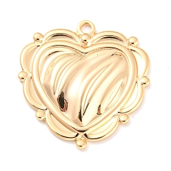 Настоящее золото 18K Стойки обшивки латунные подвески, шарма сердца, реальный 18 k позолоченный, 30.5x27x3 мм, отверстие : 2 мм
