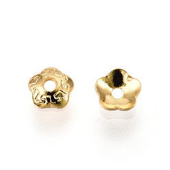 Golden 304 Stainless Steel Bead Caps, Flower, 5-Petal, Golden, 4x1.5mm, Hole: 1mm