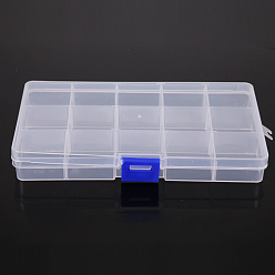 Прозрачный 15 сетки прозрачные пластиковые съемные контейнеры для гранул, с крышками и синими застежками, прямоугольные, прозрачные, 17.4x9.8x2.2 см
