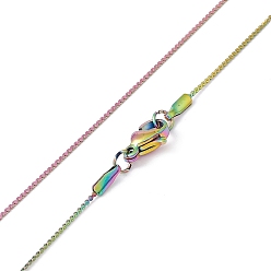 Rainbow Color Ion Plating(IP) 304 Stainless Steel Serpentine Chain Necklace for Men Women, Rainbow Color, 15.75 inch(40cm)