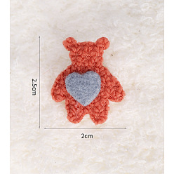 Tomato Cotton Cloth Cabochons, Bear, for DIY Hair Accessories, Tomato, 25x20mm