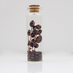 Гранат Стеклянные бутылки желая украшения, с гранатовой крошкой внутри и пробкой, 22x74 мм