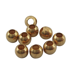 Raw(Unplated) Brass Finding Beads, Seamless Round Beads, Raw(Unplated), Nickel Free Size: 4mm in diameter, hole: 1.8mm