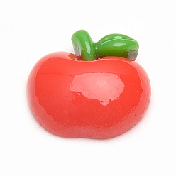Red Resin Decoden Cabochons, Apple, Red, 16.5x15.5x6mm