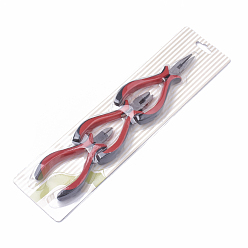 Red 45# Carbon Steel Jewelry Plier Sets, including Wire Cutter Plier, Mini Wire Cutter Plier and Side Cutting Plier, Red, 32.5x8.5x2cm, 3pcs/set
